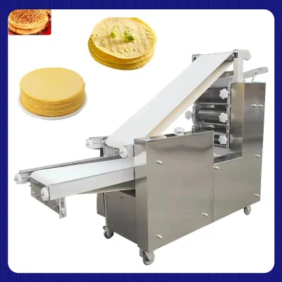 Farinha de restaurante automática de 5 a 40 cm Tortilla mexicana de milho Chapati Taco Roti plana Pão pita árabe Base de pizza Base de massa de bolinho de massa Embalagem de máquina de fazer pele